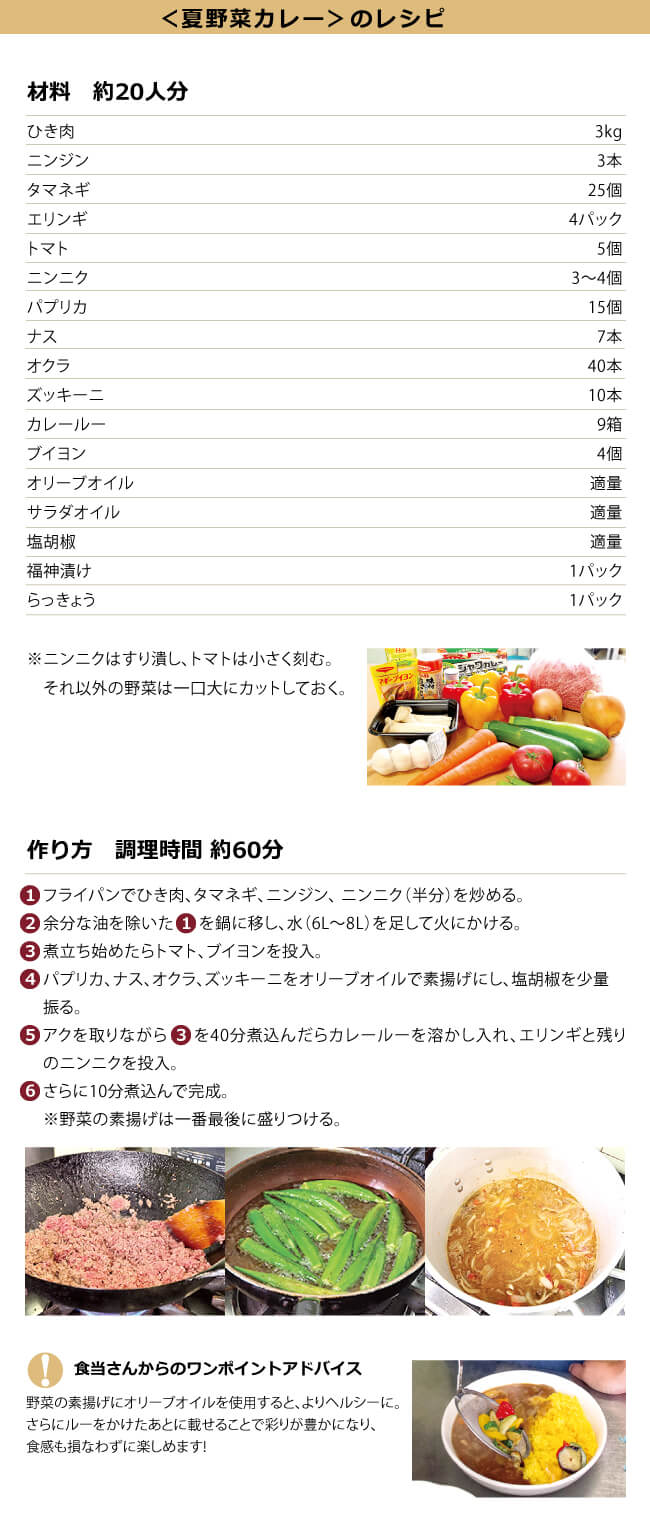 夏野菜カレーのレシピ