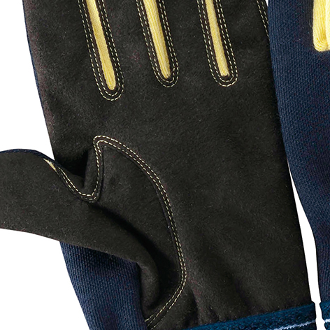 滑り止め加工を施したクラレエンボス製人工皮革アマーラで手の平部を補強