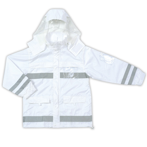 [ホワイト/ジャケット] 左胸と左腕に透明PVCケース(取外し可)、肩章付 ※イエロー、ホワイトのみ